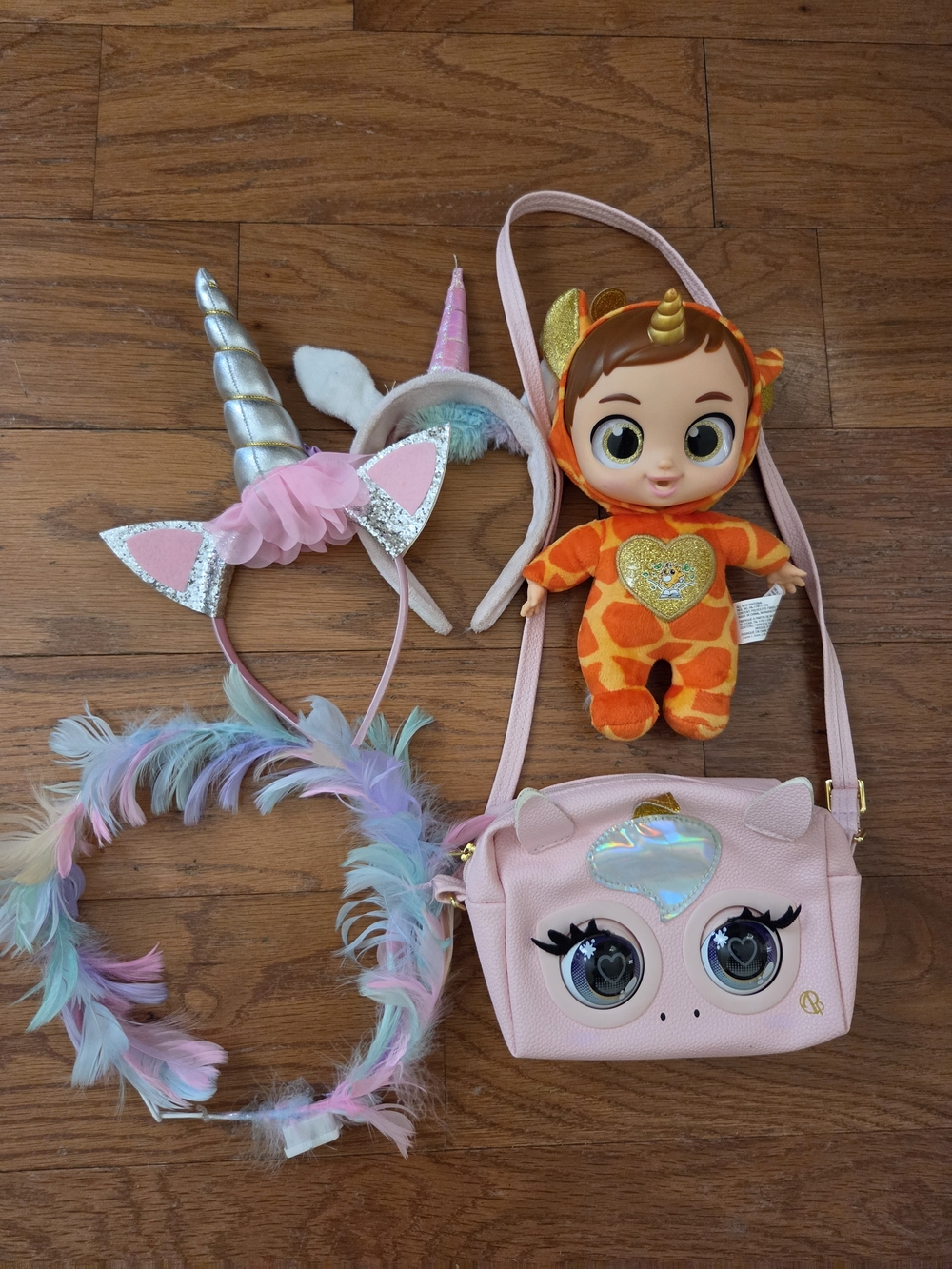 Pink Unicorn Crossbody Purse for Kids with Plush Toy